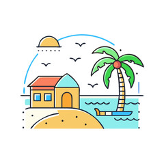 Obraz premium beach resort vector icon, beach resort vector illustration-simple illustration of beach resort, perfect for beach resort logos and icons and themed design 
