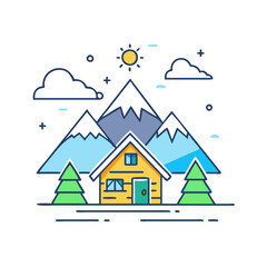 Fototapeta premium mountain cabin vector icon, mountain cabin vector illustration-simple illustration of mountain cabin, perfect for mountain cabin logos and icons and themed design 