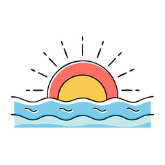 sunset at beach vector icon, sunset at beach vector illustration-simple illustration of sunset at beach, perfect for sunset at beach logos and icons and themed design 