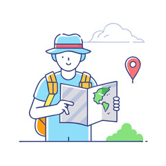 tourist with a map vector icon, tourist with a map vector illustration-simple illustration of tourist with a map, perfect for tourist with a map logos and icons and themed design 