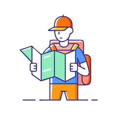 tourist with a map vector icon, tourist with a map vector illustration-simple illustration of tourist with a map, perfect for tourist with a map logos and icons and themed design 