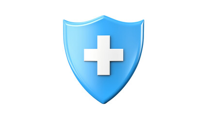Blue Shield Icon with White Cross Medical Protection Graphic Healthcare Symbol Insurance Badge Wellness Logo Safety Emblem