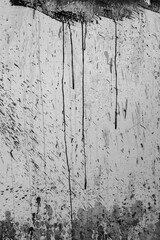 Abstract Black and White Wall with Paint Splashes and Drips