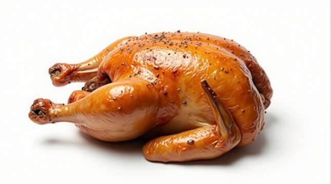 frango assado realista no fundo branco 
