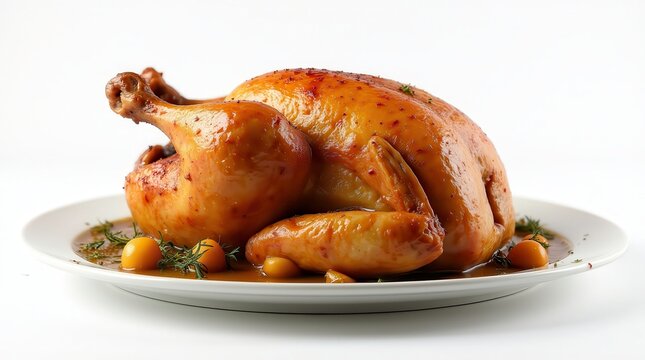frango assado realista no fundo branco 