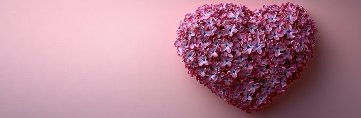 Fototapeta premium Valentine's Day card featuring a bouquet of lilacs on a paper backdrop, with a symbolic heart