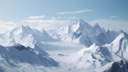 Realistic Snowy Mountain Landscape with Smooth Snow Textures,Snowy Mountain Landscape on White...