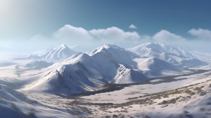 Realistic Snowy Mountain Landscape with Smooth Snow Textures,Snowy Mountain Landscape on White...