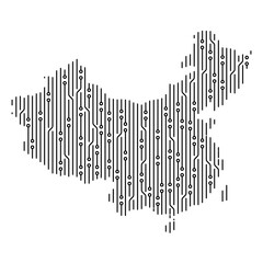 Electronic circuit board forming china map representing technology industry