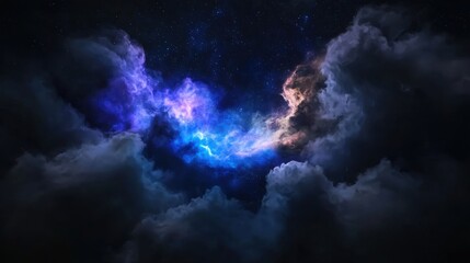 A dark sky with a large cloud in the middle