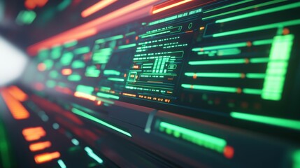 Obraz premium Futuristic spaceship cockpit with dynamic control panel, neon colors, and high-tech design