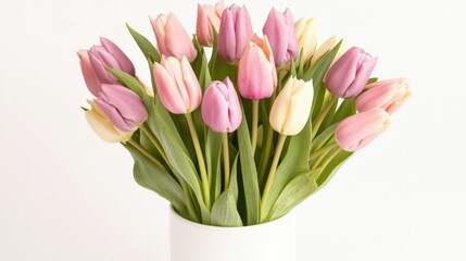 Fototapeta premium Delicate bouquet of pastel tulips in a vase