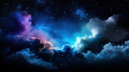 The sky is filled with clouds and stars