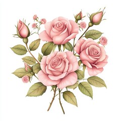 A beautiful arrangement of pink roses and buds, symbolizing love, elegance, and beauty in nature's design.