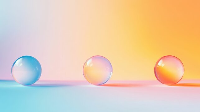 Vibrant abstract art featuring reflective glass spheres with digital cloud colors