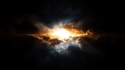 Fototapeta premium A bright light is shining through a dark sky