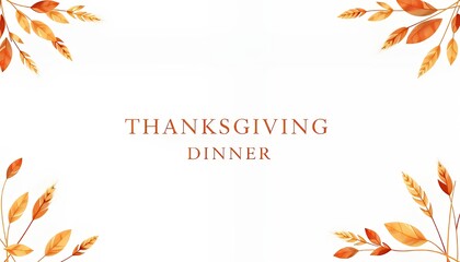 Thanksgiving Dinner Invitation Template with Watercolor Autumn Leaves and Copy Space