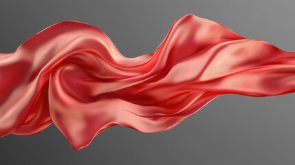 Flowing red fabric against gray background