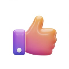 3D thumb up icon isolated on white background