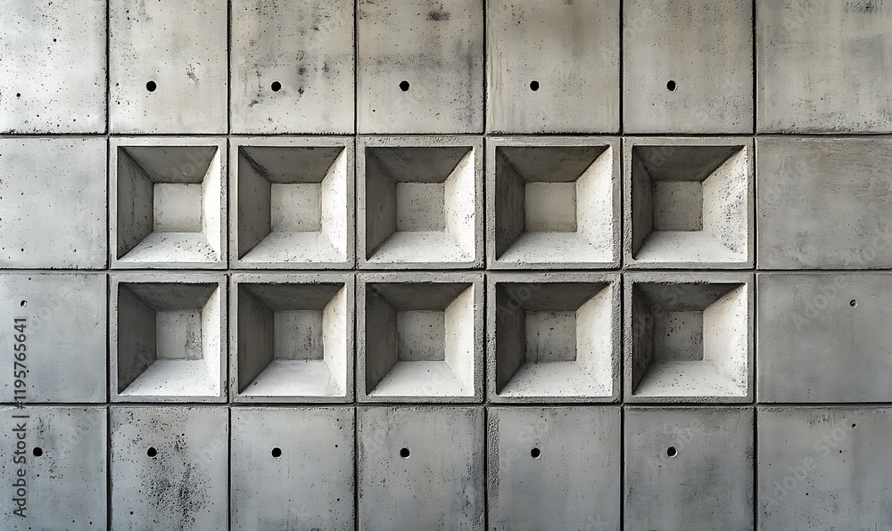 Poster a concrete wall with a subtle, grid-like relief pattern, emphasizing clean lines and modern design