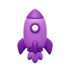 3D rocket icon isolated on white background