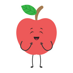 Happy Apple Character: A cheerful red apple with a smiling face and arms, brings a touch of whimsical charm to your designs.  Perfect for children's books, educational materials.