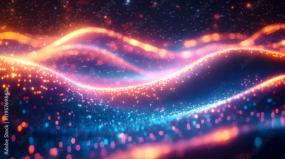 Canvas Prints abstract futuristic background with glowing neon wave lines, generative ai, technology, digital abst