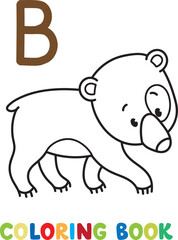 Funny bear coloring book. Alphabet B