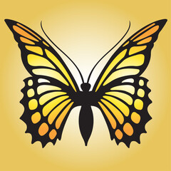 A vector graphic illustration of a monarch butterfly. 