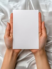 Minimalist Hands Holding Blank Card with Green Leaves and Rustic Twine 7