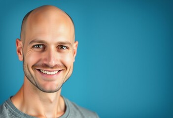 Fototapeta premium Bald man with a warm smile and confident gaze