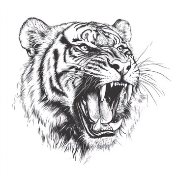 recommend clip art: Angry tiger head portrait; graphic art