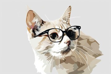 Feline elegance in minimalist glasses: a captivating depiction of a cat wearing eyewear