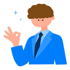 businessman showing ok hand gesture flat vector illustration