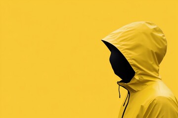 Yellow hoodie with a black silhouette on a matching yellow background. Bold urban style.