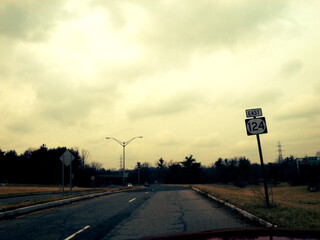 driving on highway in New Jersey in winter