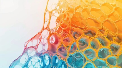 Modern landscape flyer design featuring an abstract cell background with intricate organic patterns and vibrant gradients, perfect for tech, science, or futuristic themes