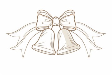 Romantic depiction of wedding bells with delicate ribbon outline