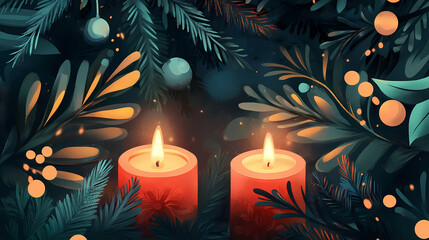 Brighten home festive holiday candles merry christmas bright start new year. Brightfern. Illustration