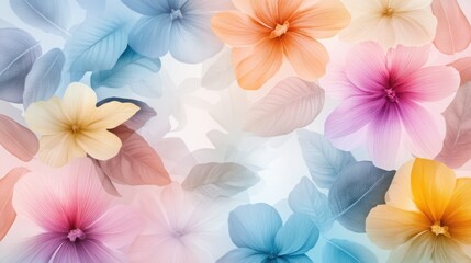 A vibrant collage of different flowers and leaves arranged in a kaleidoscope pattern