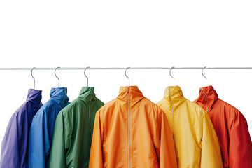 Obraz premium colorful coats hanging from a line on a transparent background PNG image, PNG file, Generative art.