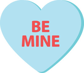 Be Mine heart shape valentine's day blue candy icon.