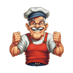 Obraz premium Muscular Man with Pipe, Cartoon, Art, Image, with Transparent Background PNG, for Stickers, T-Shirt Print, Cap, Mug, Slippers, Mousepad, Transparent PNG