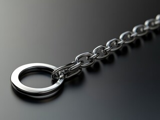 Fototapeta premium Metallic Chain Link with Circle Ring on Dark Background