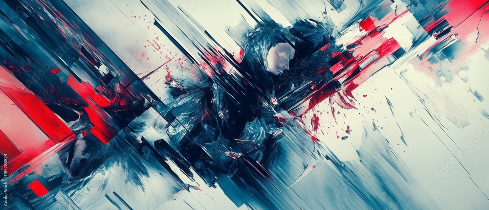 Poster glitch typography with distorted text showcasing fragmented digital art in vibrant colors