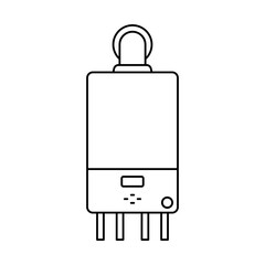 Wall mounted gas boiler icon. Black outline linear silhouette. Editable strokes. Front view. Vector simple flat graphic illustration. Isolated object on white background. Isolate.