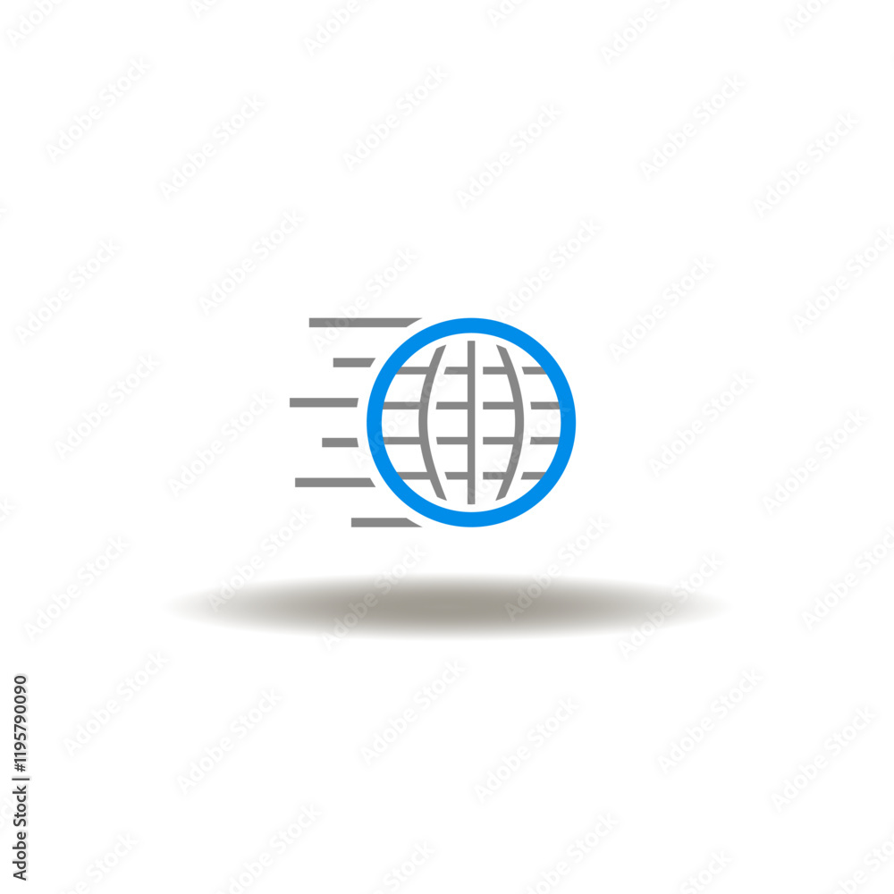 Poster vector illustration of fast moving earth globe. symbol of fast internet speed. icon web data access 