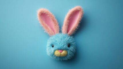 Obraz premium Easter party concept. Top view photo of easter bunny ears on isolated pastel blue background with copy space