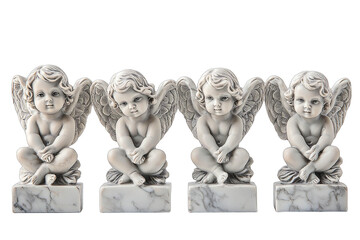Obraz premium white statues of angels on a transparent background PNG image, PNG file, Generative art.
