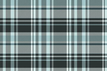 Eps fabric seamless plaid, geometric pattern texture vector. Hobby tartan check textile background in dark and white colors.